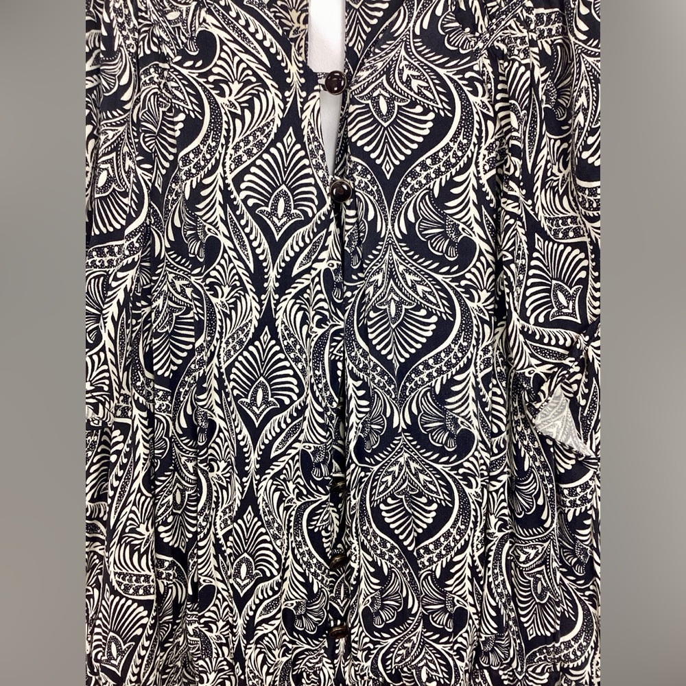 Anthropologie Zadie Black Printed button Jumpsuit Flutter sleeve Pockets - Picture 12 of 12